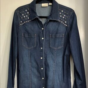 NWOT Chico's Blue Denim Tunic Top with Belt